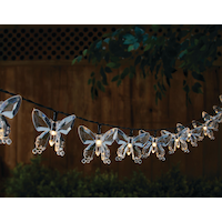 For Living Butterfly Garden String Lights with Solar Battery, Warm White, Indoor/Outdoor CloseUp