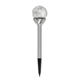 For Living Outdoor Cool White LED Solar Crackle Glass Garden & Pathway Stake Light Front_Flat