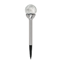 For Living Outdoor Cool White LED Solar Crackle Glass Garden & Pathway Stake Light Front_Flat