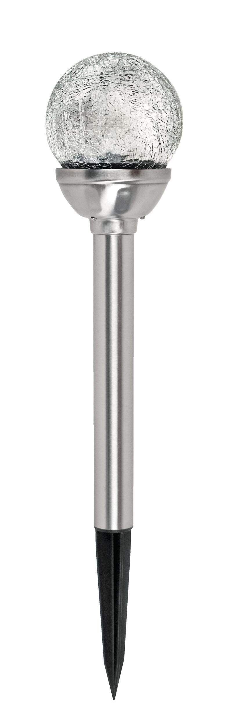 For Living Outdoor Cool White LED Solar Crackle Glass Garden & Pathway Stake Light Front_Flat