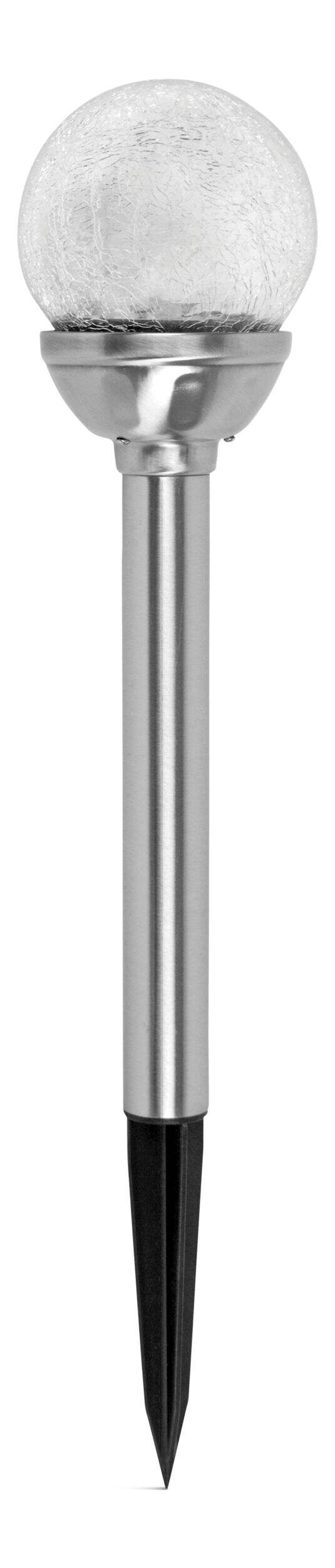 For Living Outdoor Cool White LED Solar Crackle Glass Garden & Pathway Stake Light Front_Flat