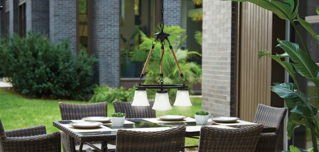 CANVAS Berkshire Outdoor White LED Solar 3 Light Chandelier For Patio Gazebo Canadian Tire