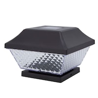 NOMA Outdoor Warm White 1.2LM LED Solar Post Cap Deck Lights, 6-pk, Black Front_Angled_Left