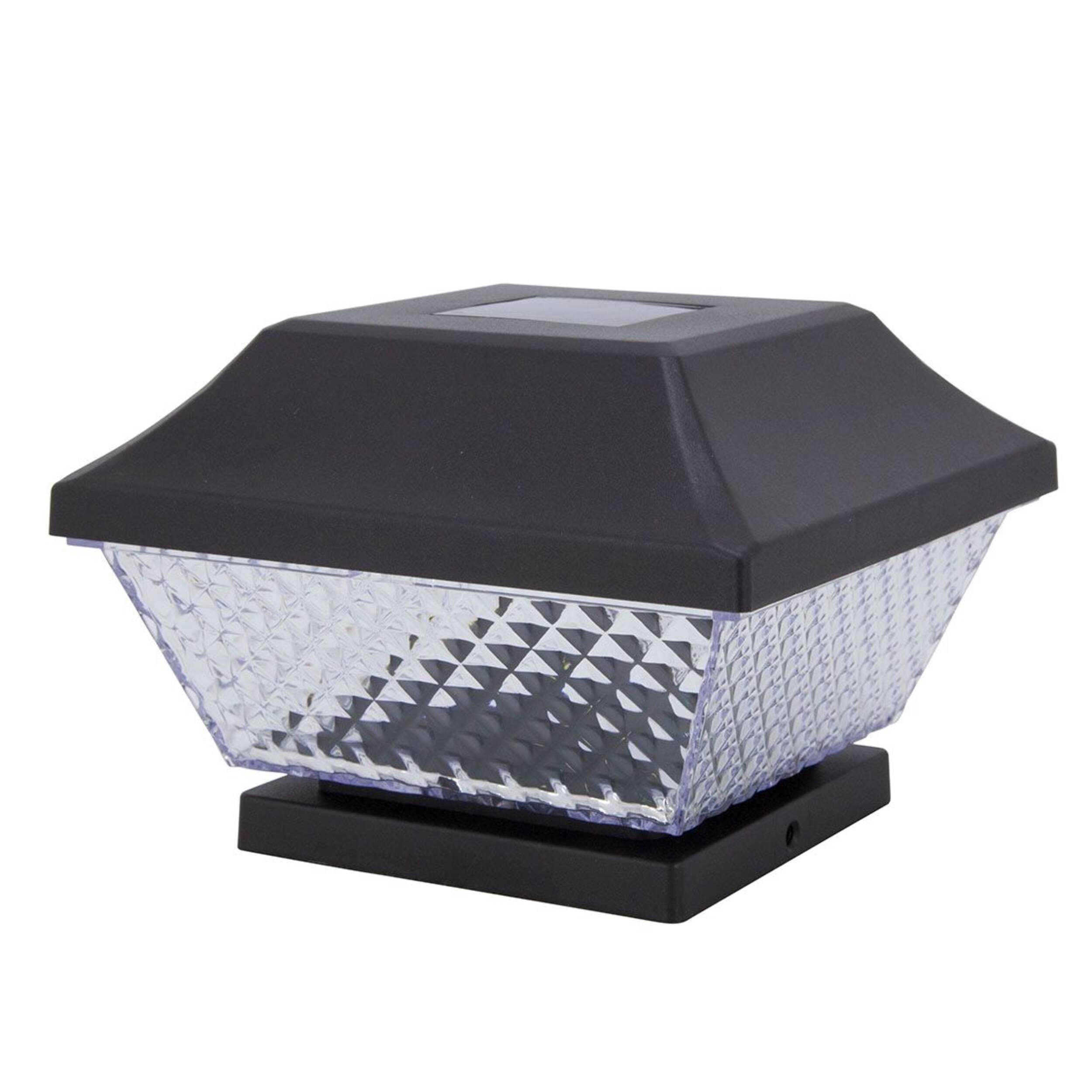 NOMA Outdoor Warm White 1.2LM LED Solar Post Cap Deck Lights, 6-pk, Black Front_Angled_Left
