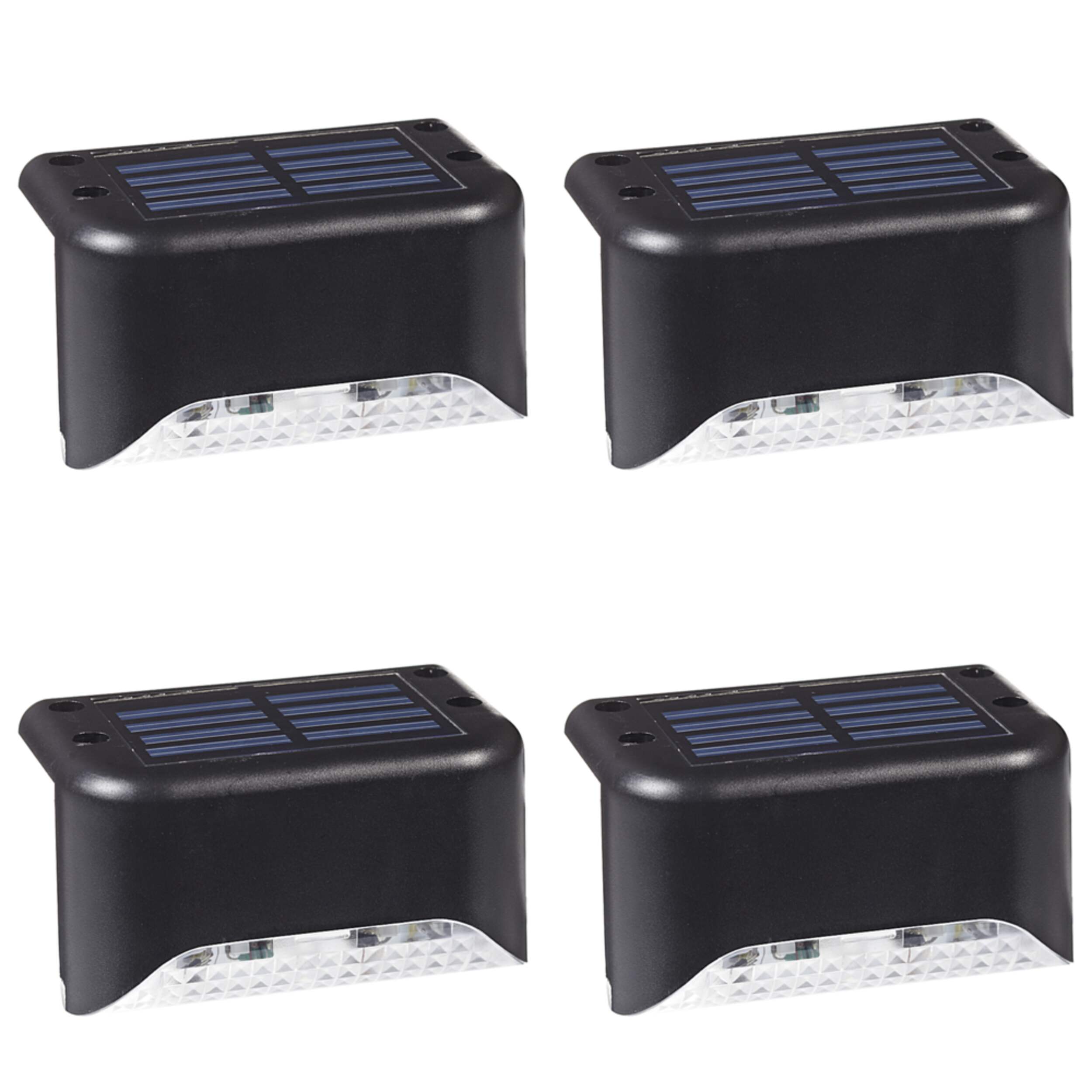 NOMA Outdoor Warm White 3 LM LED Solar Stair Step Deck Lights, 4-pk, Black Front_Angled_Right