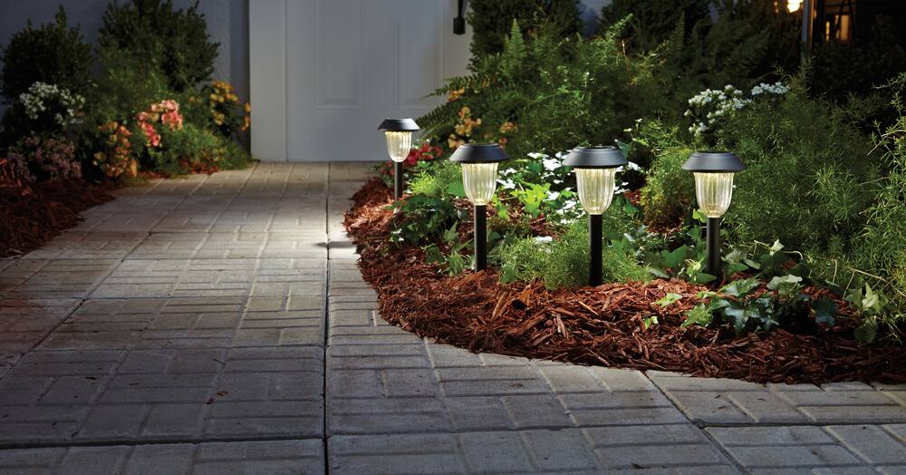 NOMA LED Solar Stake Lights, Black, 4 pack | Canadian Tire