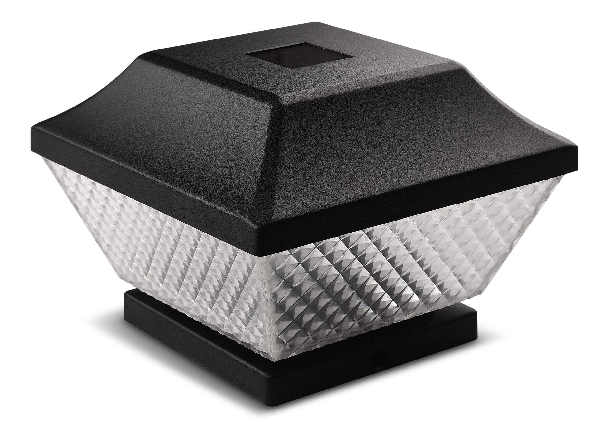 NOMA Outdoor Natural White 8 LM LED Solar Post Cap Fence Lights, 6-pk, Black Front_Angled_Right