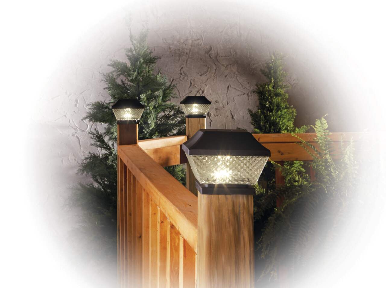 NOMA Outdoor Natural White 8 LM LED Solar Post Cap Fence Lights 6 pk Black