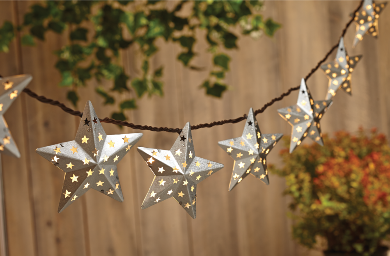 Galvanized metal star string lights deals