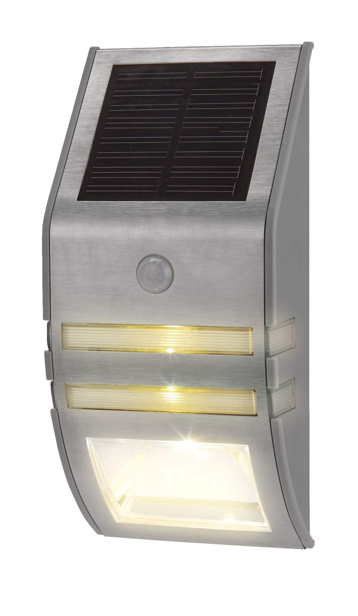 NOMA Outdoor Natural White 28 LM LED Solar Aluminum Wall Mounted Deck Lights, 2-pk Front_Angled_Left