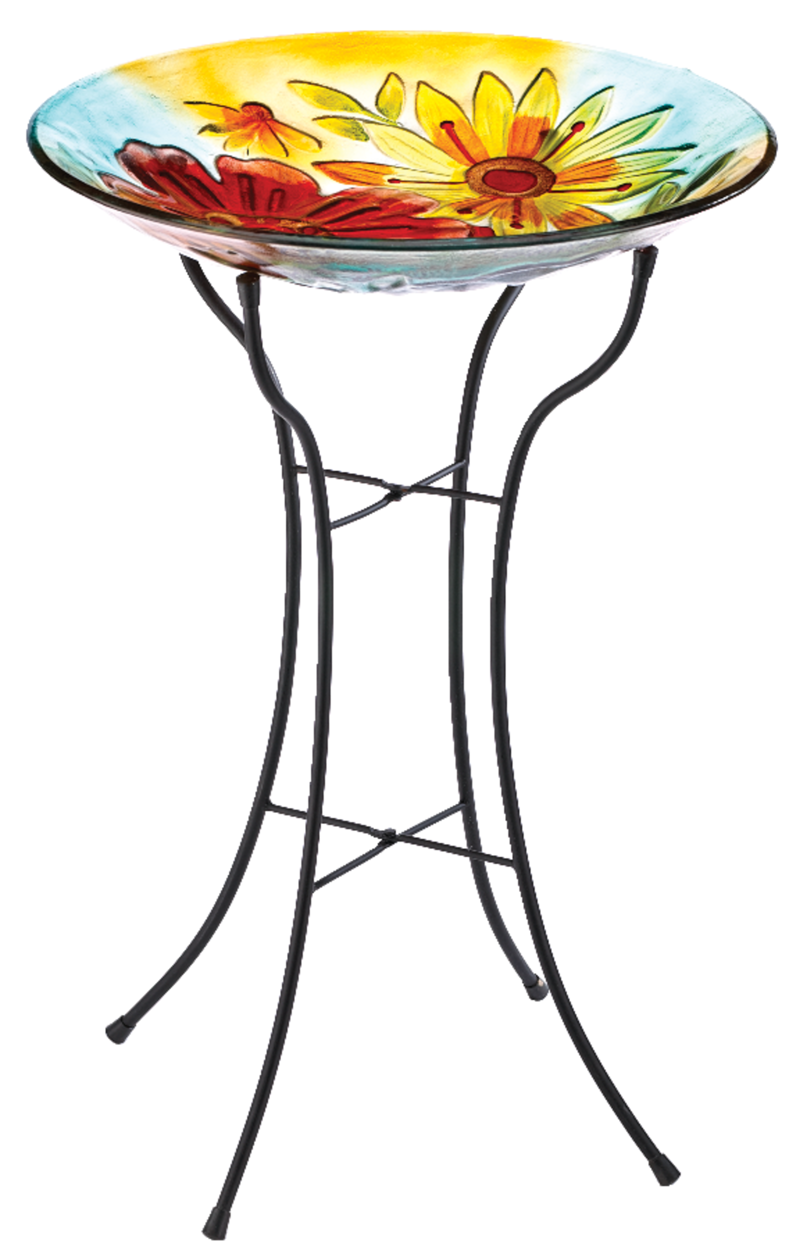 For Living Glass Flower Bird Bath, 26-in Front_Elevated