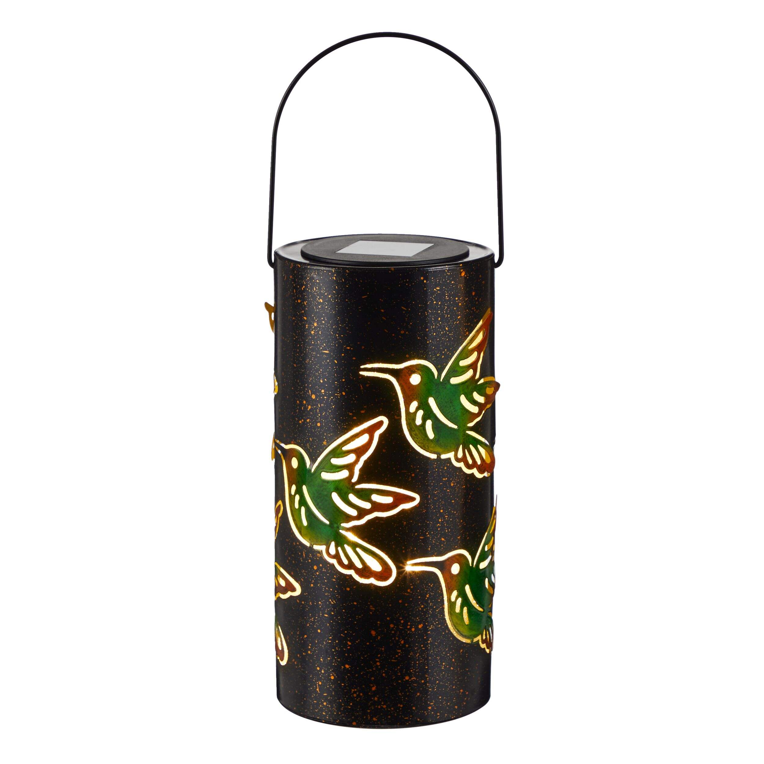 For Living Outdoor Lantern, 9.06-in, Metal Hummingbird Front_Flat