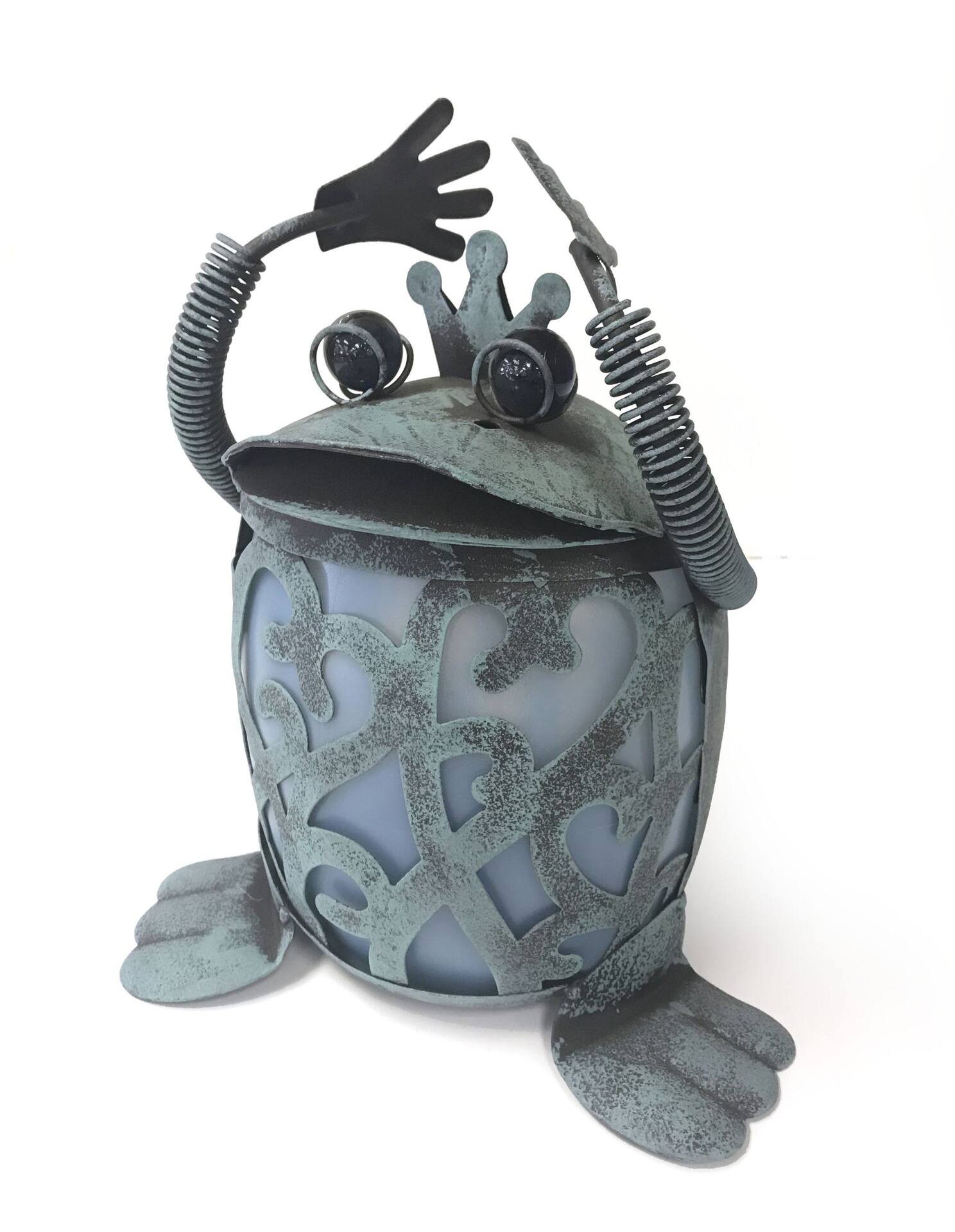 For Living Solar-Powered Metal Frog Lawn Ornament, 7.25-in