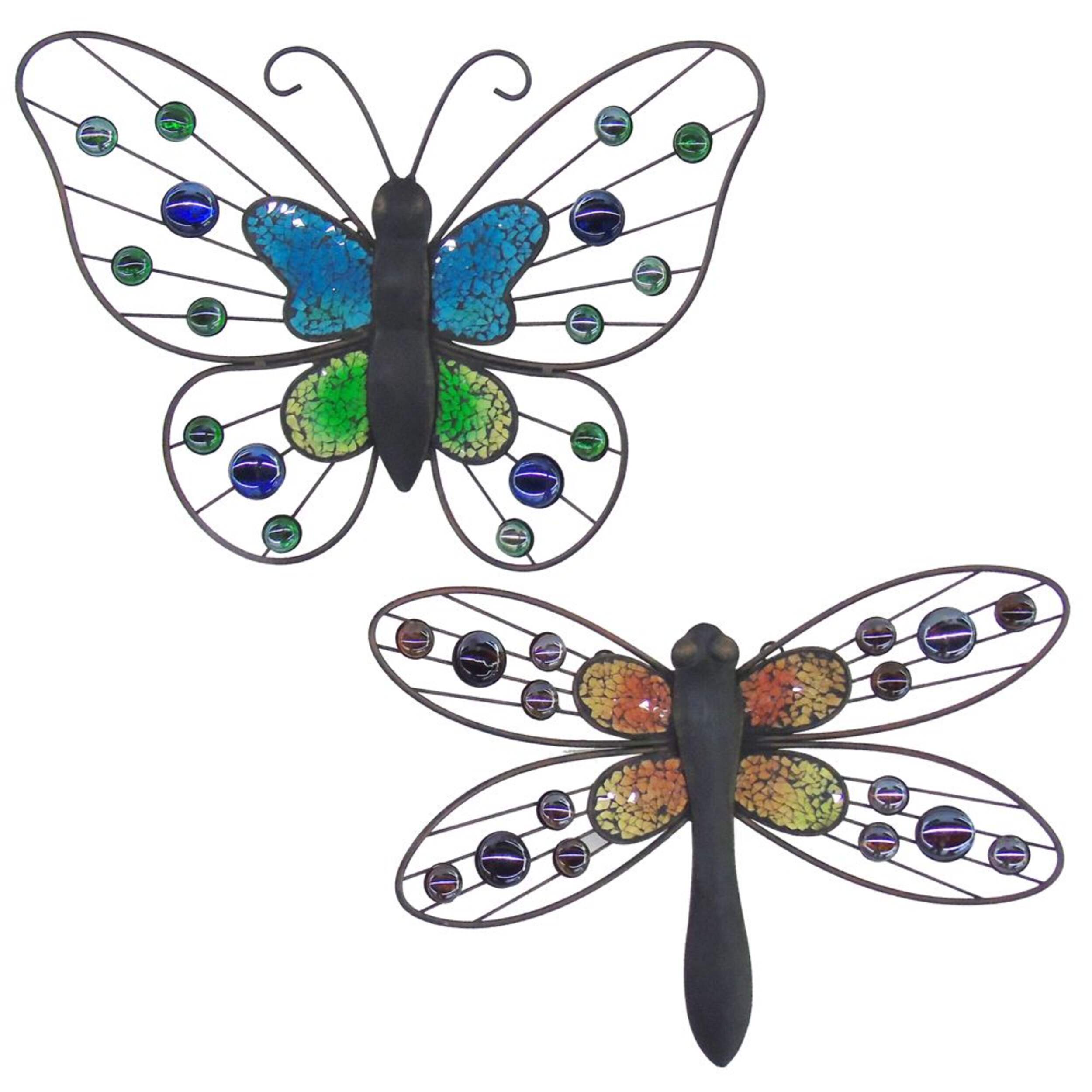 For Living Jewelled Butterfly or Dragonfly Outdoor Wall Art & Decor Front_Flat
