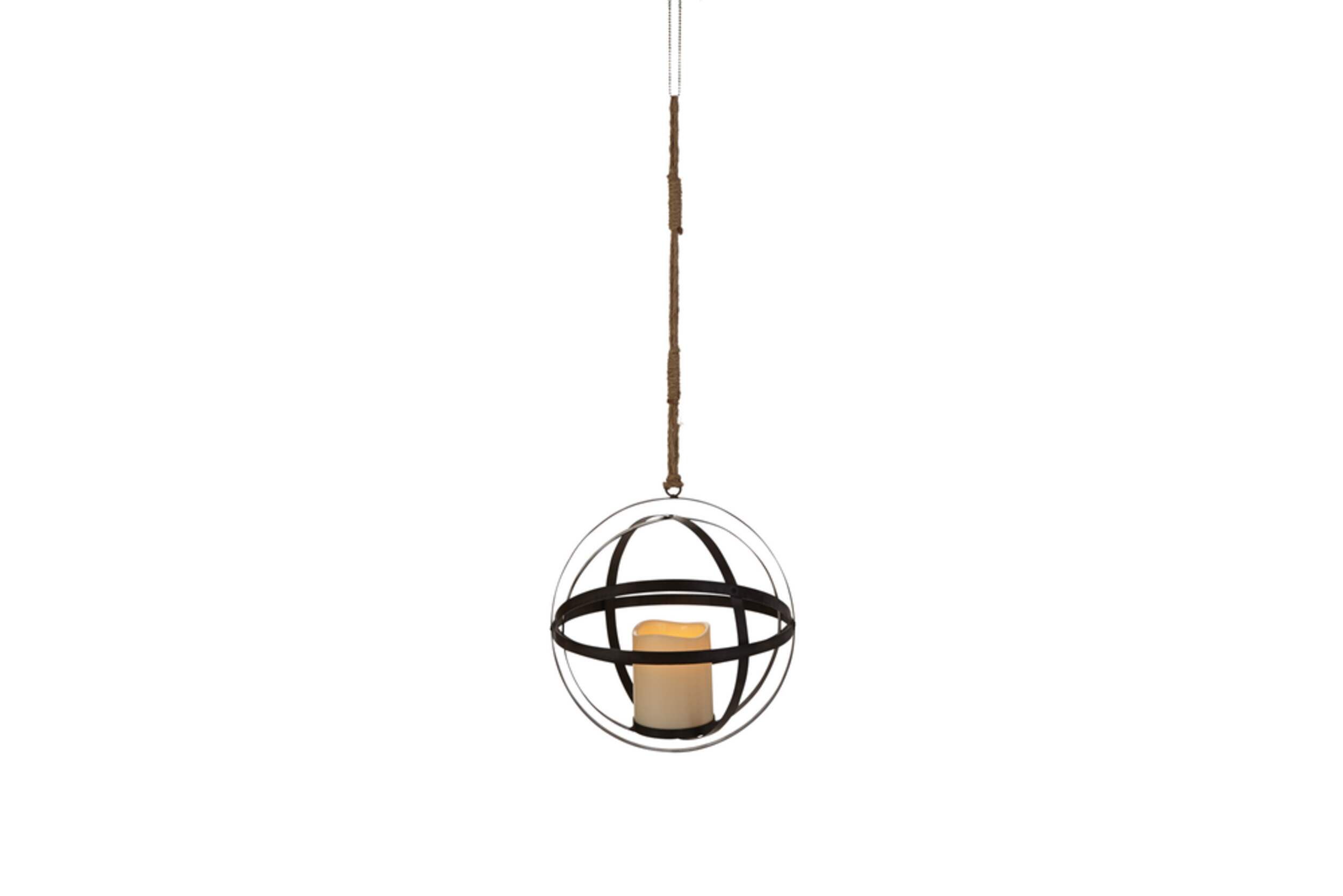 CANVAS Outdoor Spherical Orb Lantern with Candle Front_Elevated