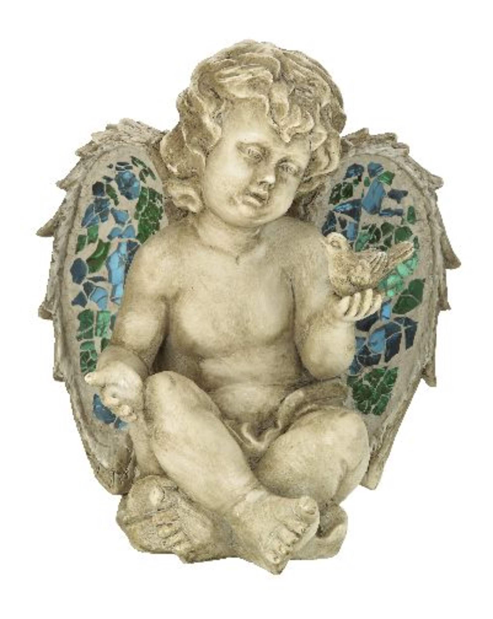 Statue d'ange avec ailes en mosaïque For Living, 9,45 po, gris, choix varié Front_Flat