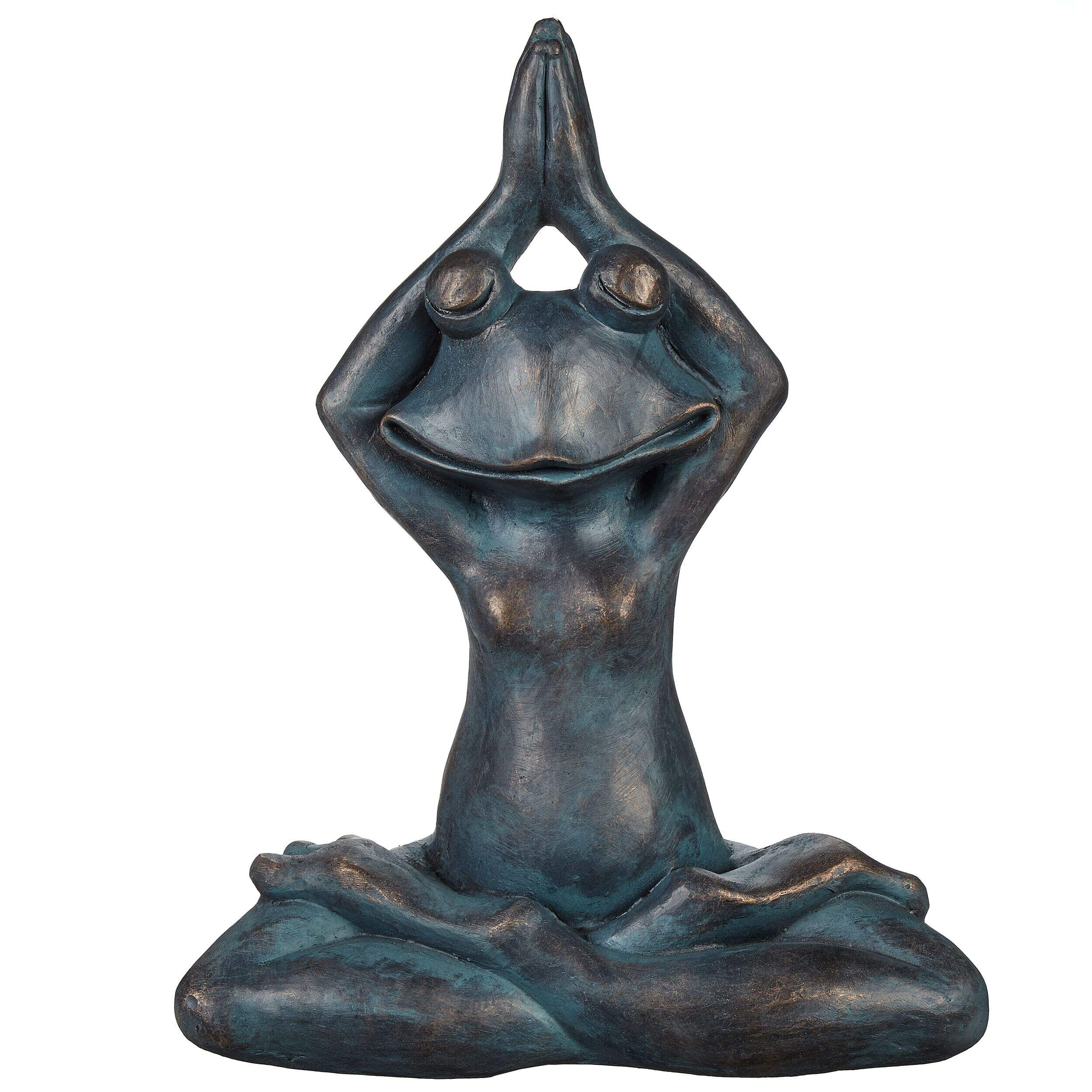 Statue de grenouille pratiquant le yoga For Living, 13,98 po, bronze Front_Flat