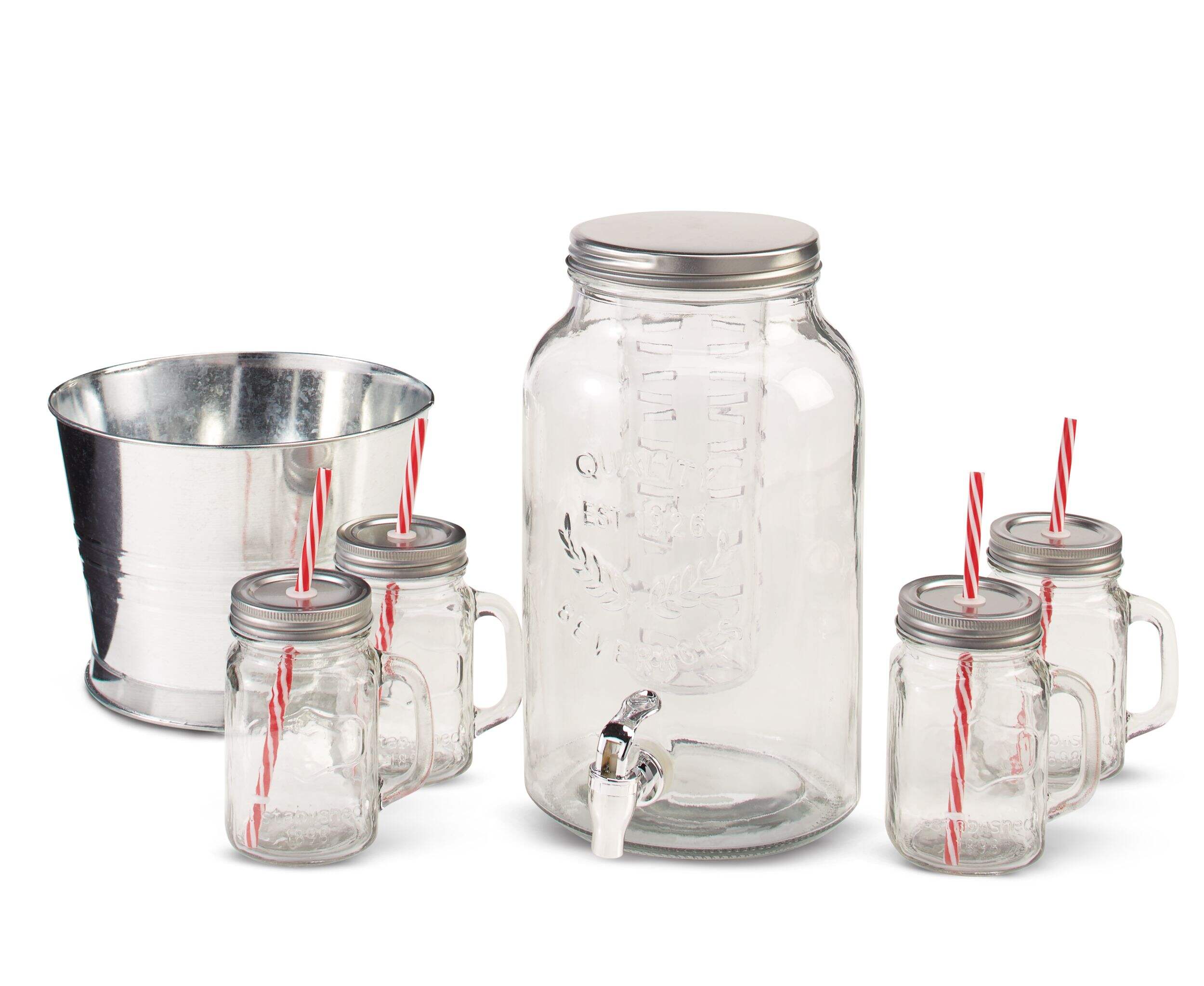 Mason Jar Drink Dispenser Kit Front_Angled_Left