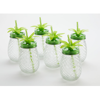 For Living Pineapple Jar Mug with Straw, Assorted Colours Front_Angled_Left