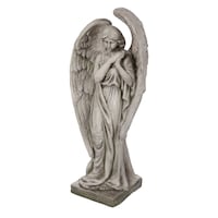 Grande statue d'ange For Living, 31,30 po, gris Front_Angled_Left