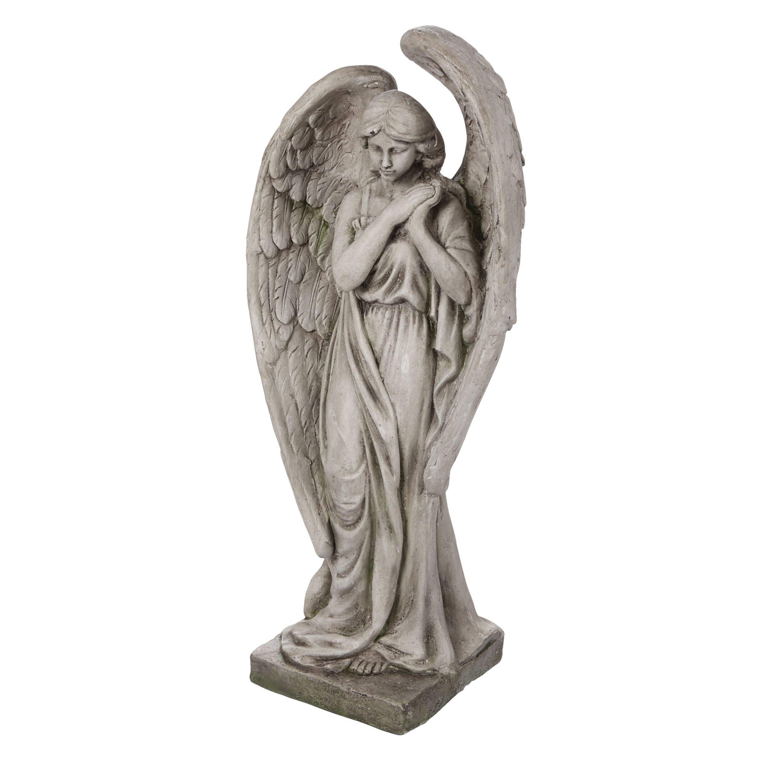 Grande statue d'ange For Living, 31,30 po, gris Front_Angled_Left
