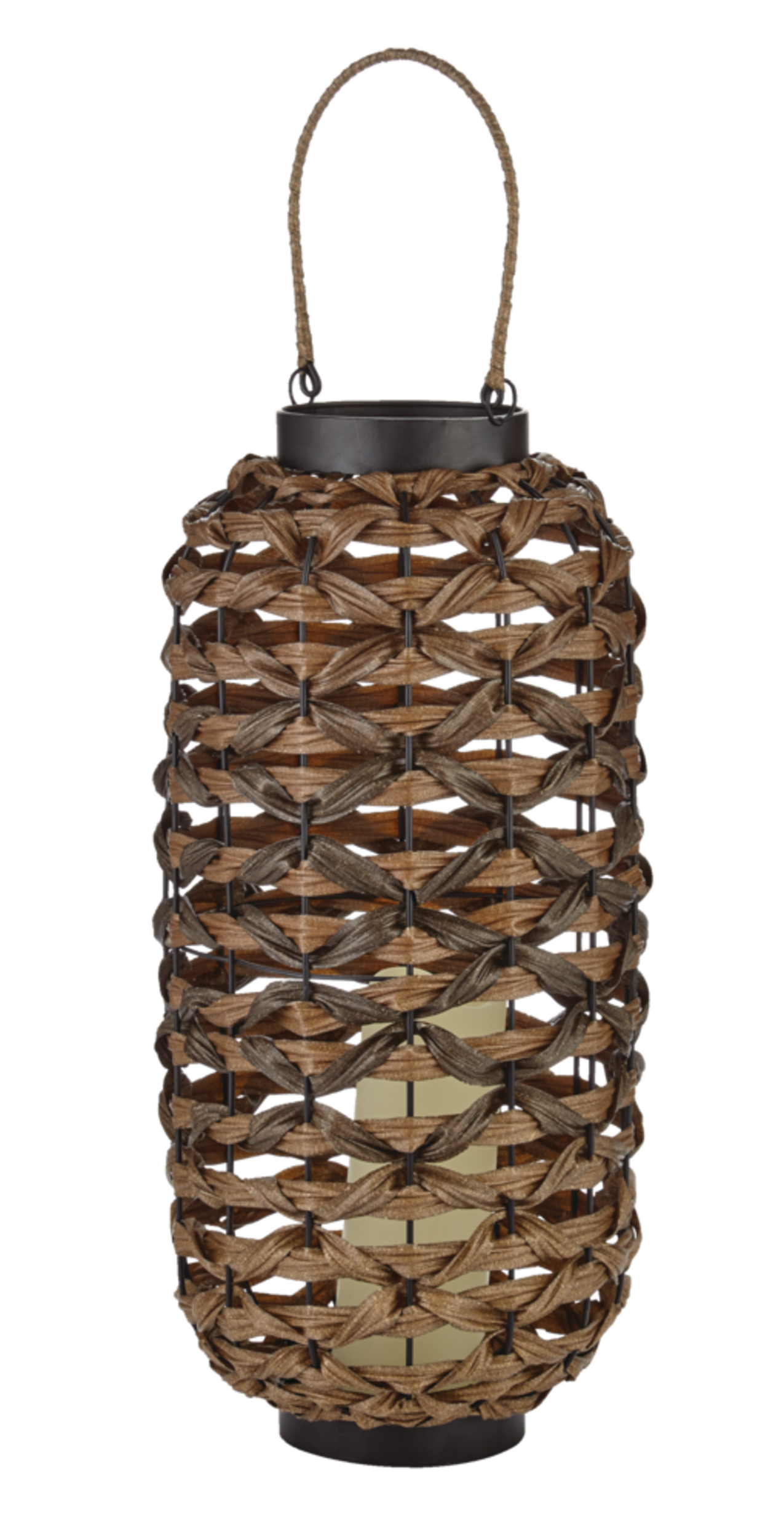 Grande lanterne en osier CANVAS, 20,08&nbsp;po, brun Front_Flat