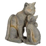 For Living Mother Cat & Kitten Statue & Lawn Ornament, 13.66-in, Grey Front_Flat