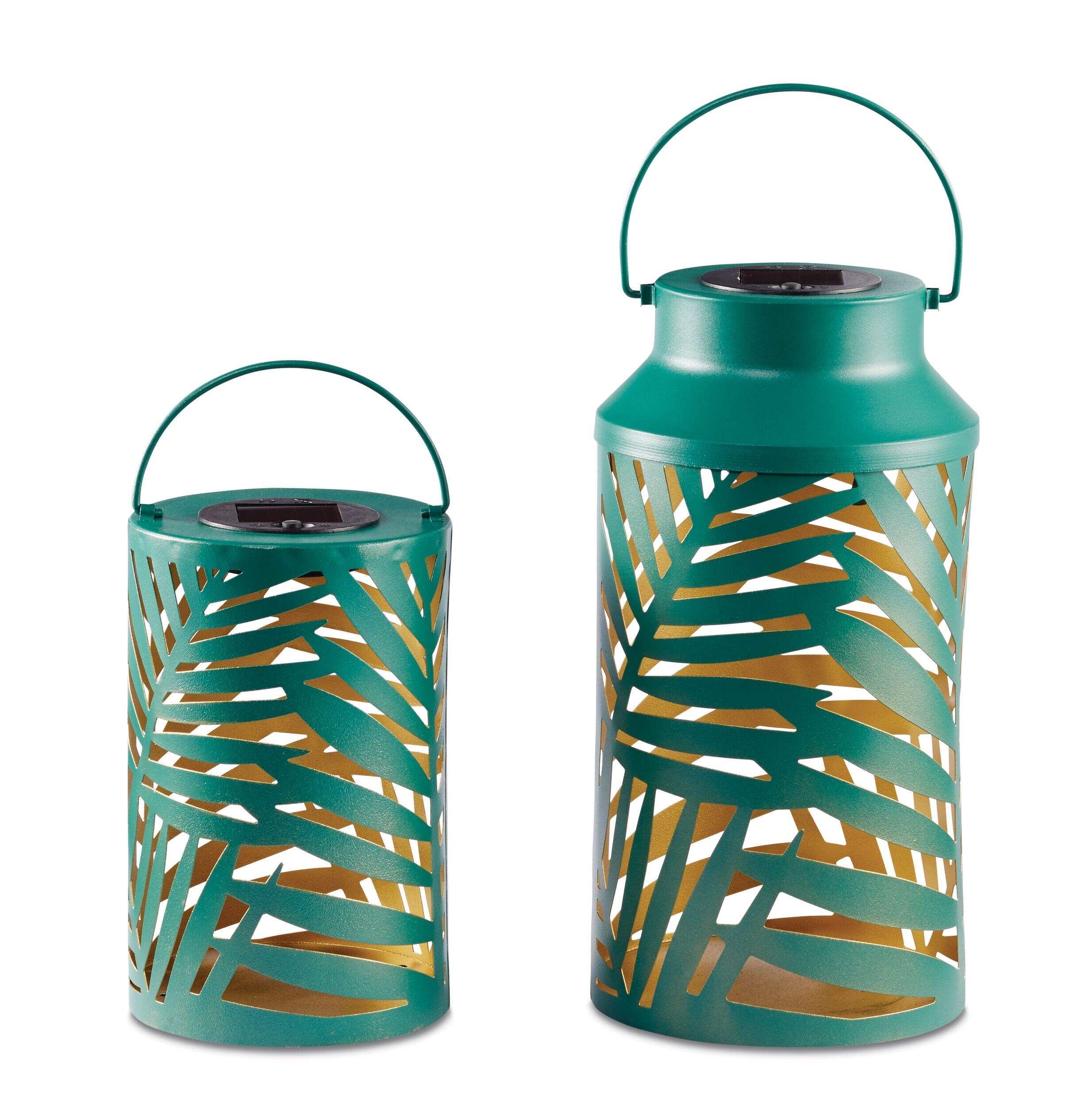 CANVAS Flora Green Nesting Solar Lantern, 2-pk Front_Elevated