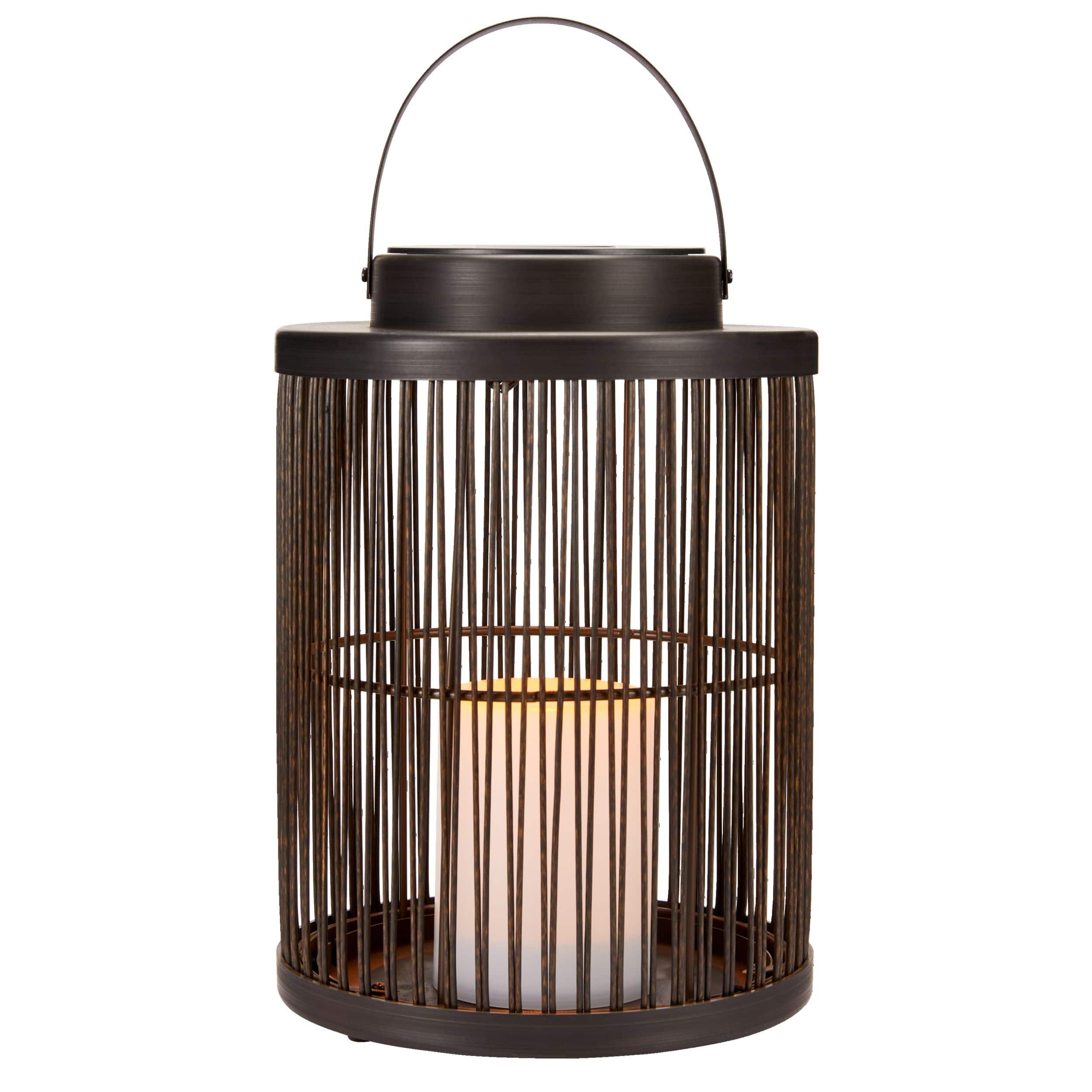 CANVAS Luma Wicker Solar Lantern with Candle, Black | Canadian Tire