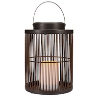 Lanterne solaire en osier CANVAS Luma avec bougie, noir Front_Flat