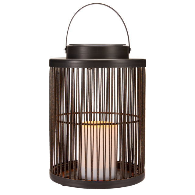 CANVAS Luma Wicker Solar Lantern with Candle, Black | Canadian Tire