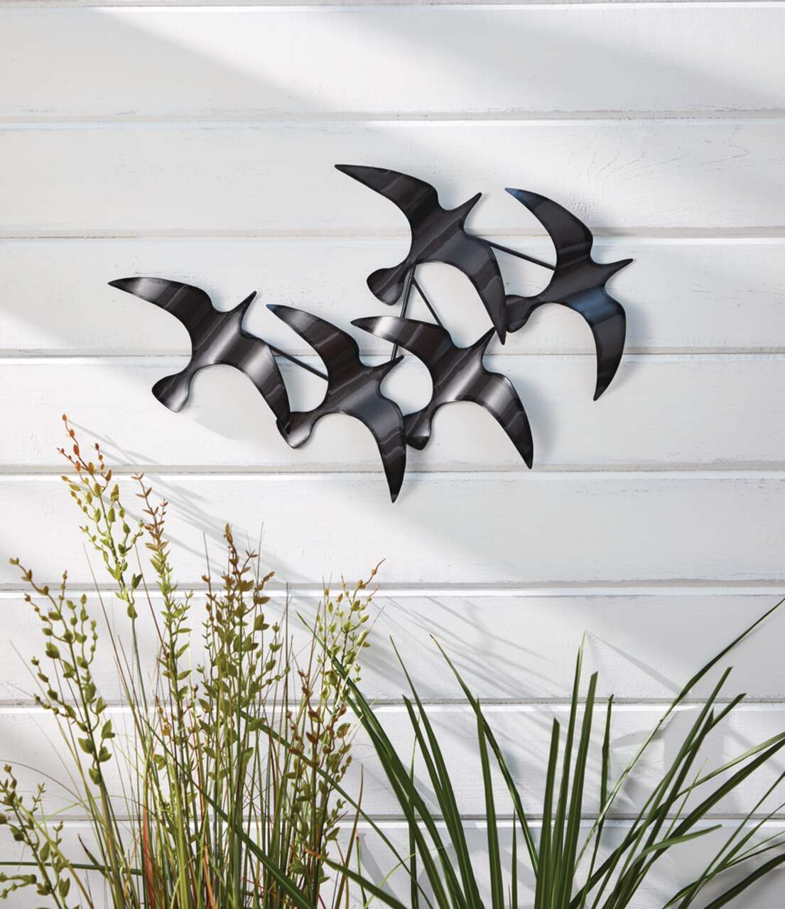 For Living Metal Flock of Birds Outdoor Wall Art & Decor