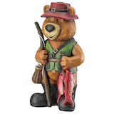 Assorted Fishing Bears Garden Sculptures Front_Angled_Left