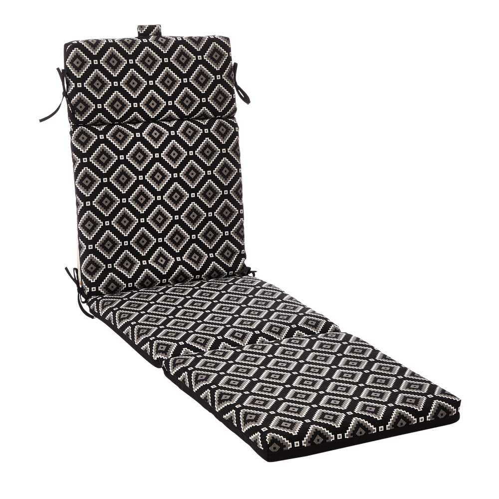 CANVAS BoHo Patio UV, Water & Stain Resistant Lounger Chair Pad, Black