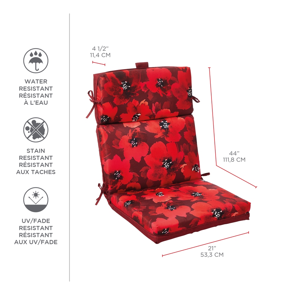 CANVAS Bloom Patio UV, Water & Stain Resistant Chair Cushion, Red