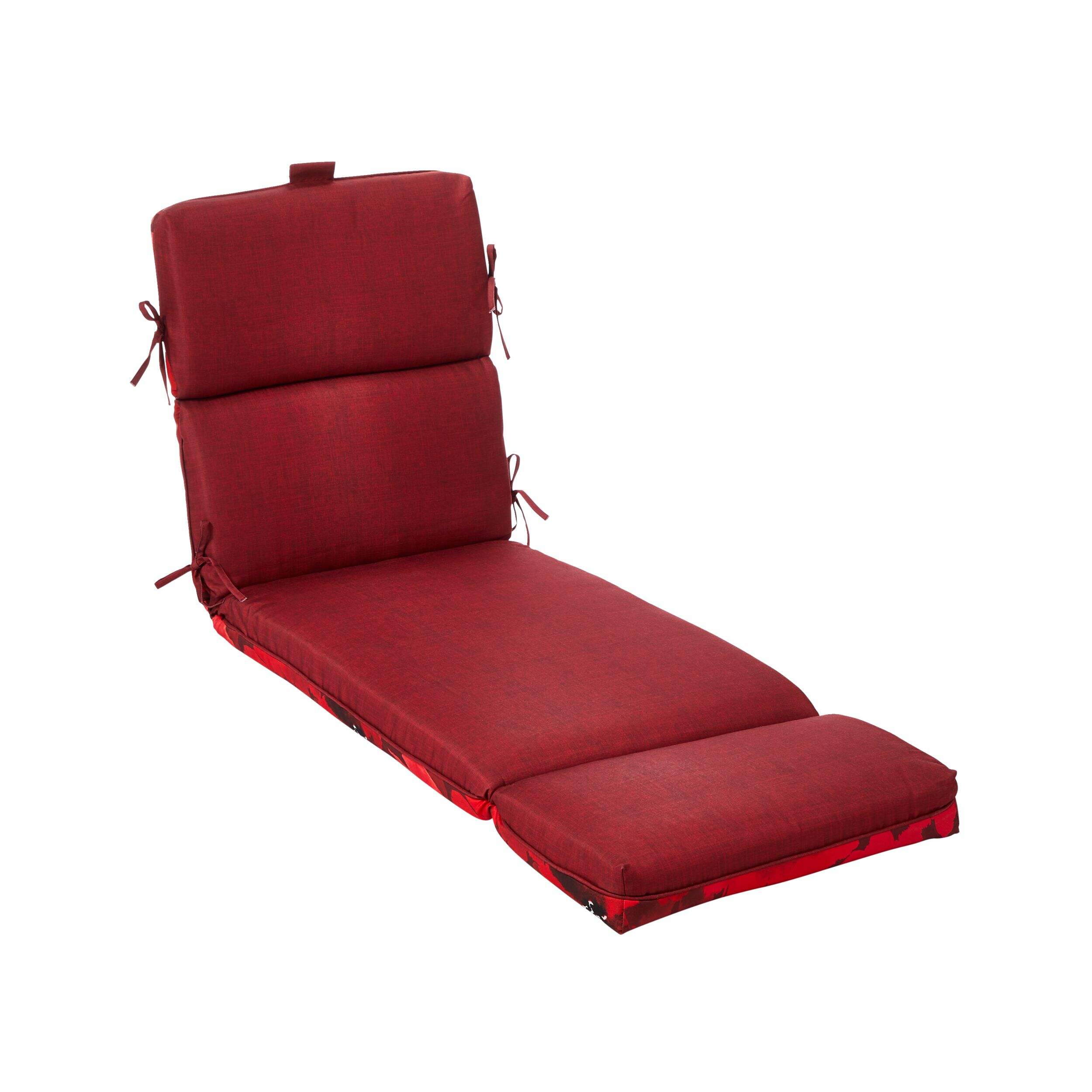 CANVAS Bloom Patio Lounge Chair Cushions, Water & Stain Resistant, Red Front_Angled_Right