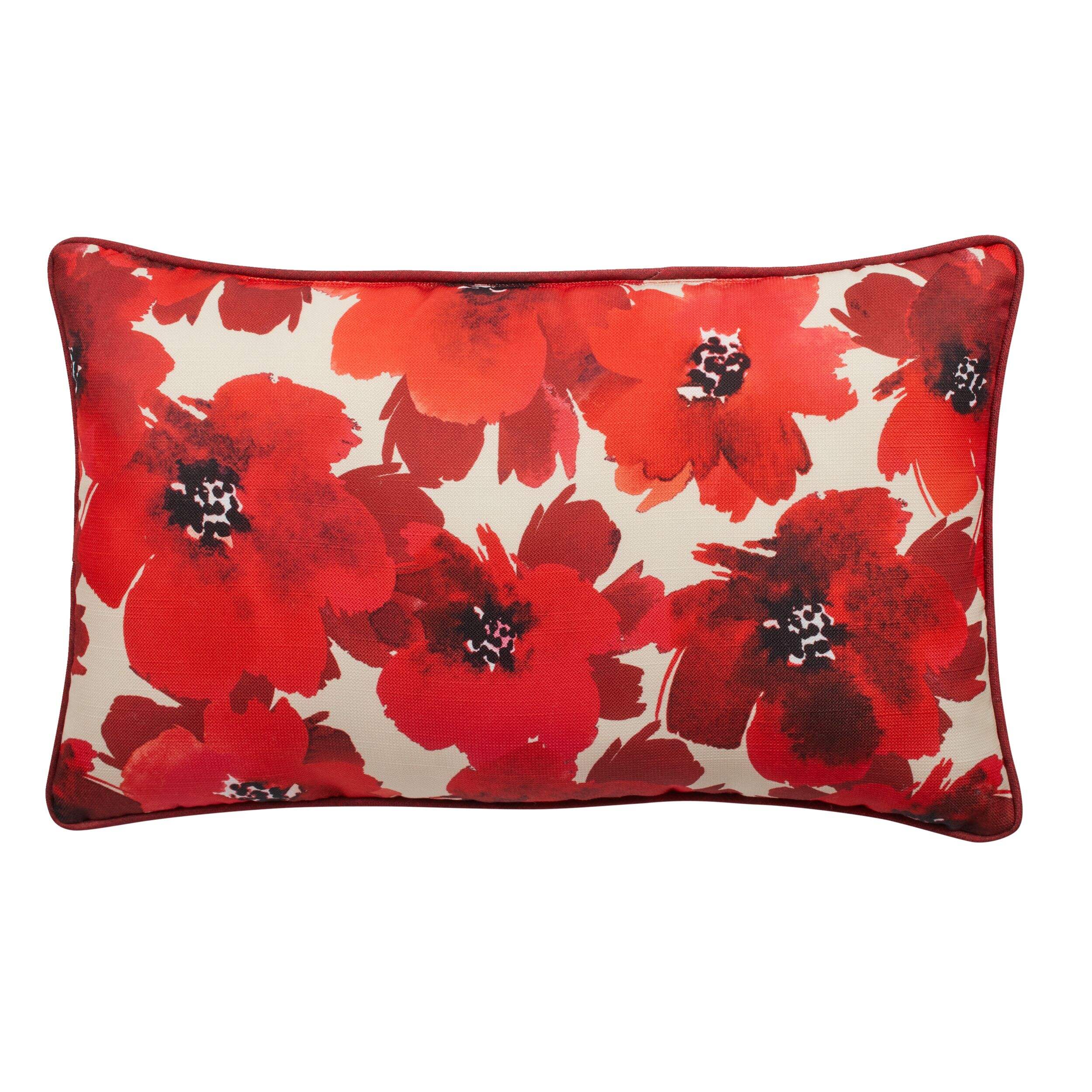 Coussin lombaire CANVAS Bloom, 20 x 12 po, rouge Front_Flat