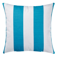 Coussin décoratif rayé For Living Cabana, bleu et turquoise, 16 x 16 po Front_Flat