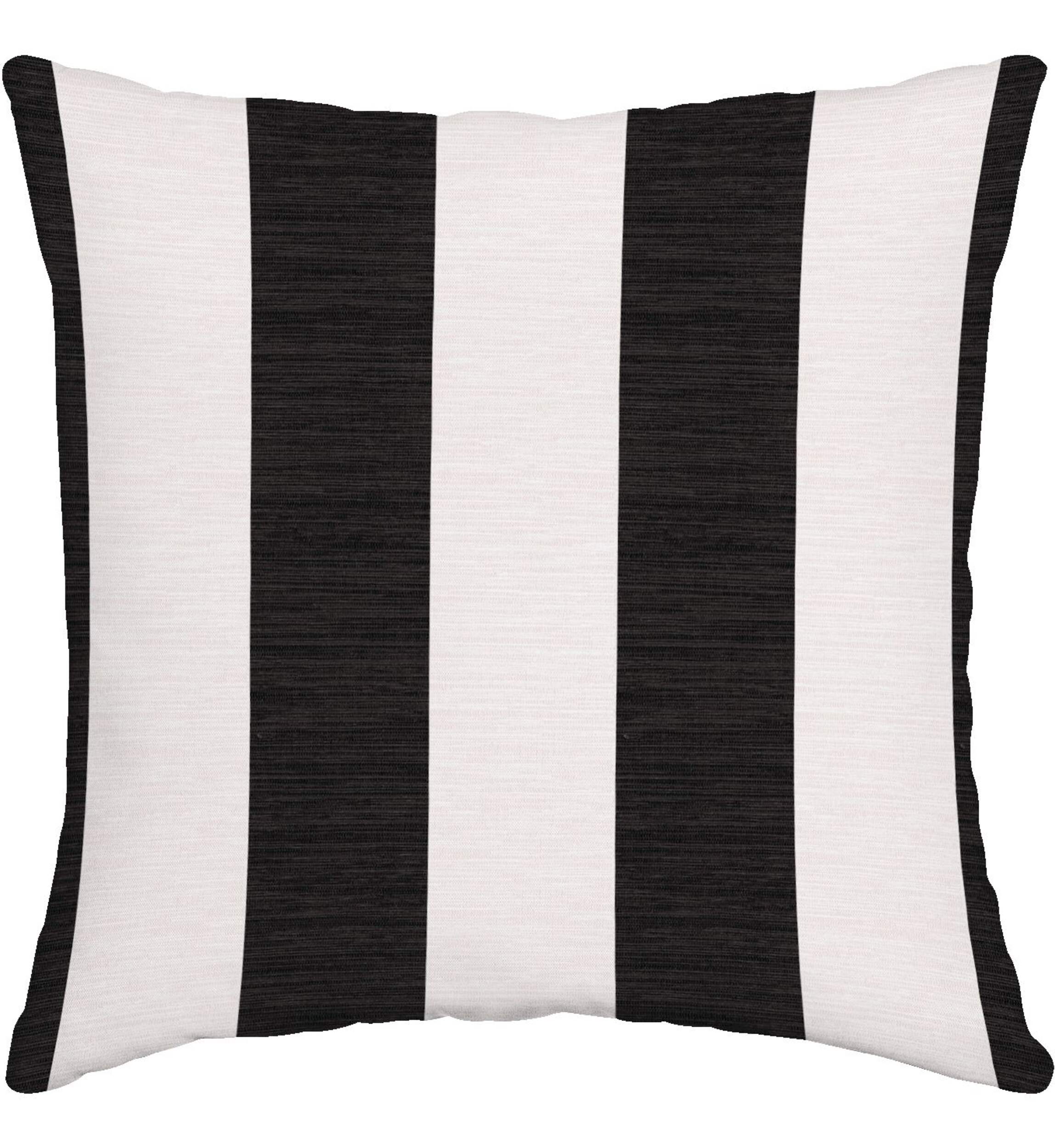 For Living Cabana Stripe Toss Cushion/Throw Pillow, 16-in x 16-in, Black Front_Flat