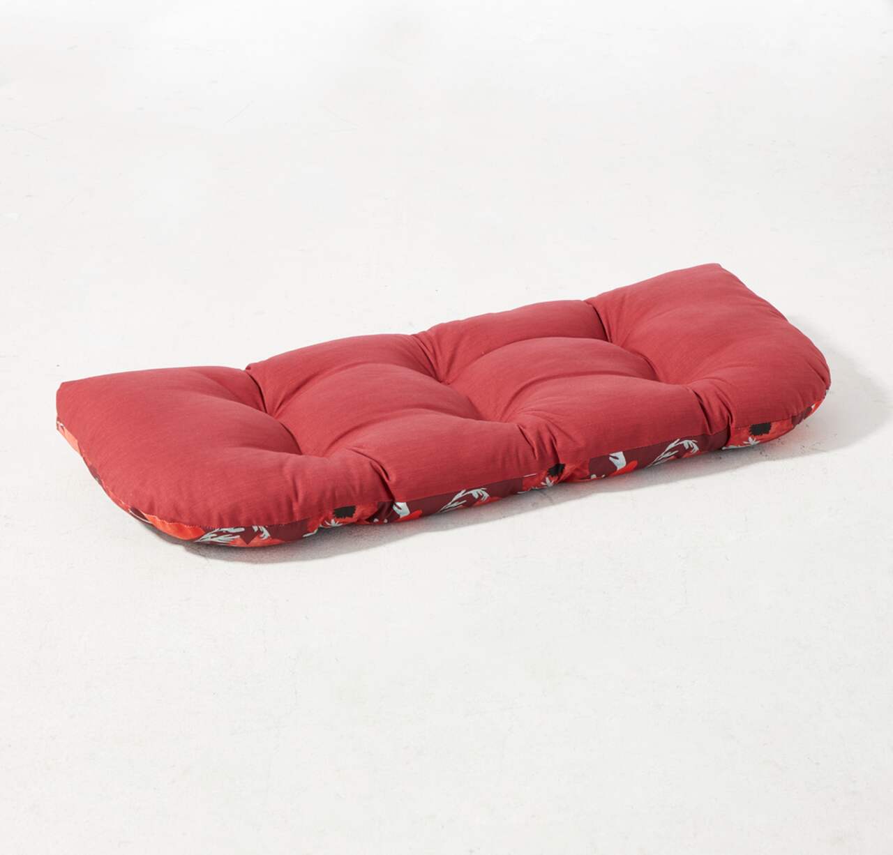 CANVAS Blossoms Patio UV Water Stain Resistant Tufted Bench Cushion Red