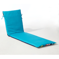 For Living Patio Stripe, Reversible Lounge Chair Cushion, Teal Front_Three_Fourths_Angled_Right
