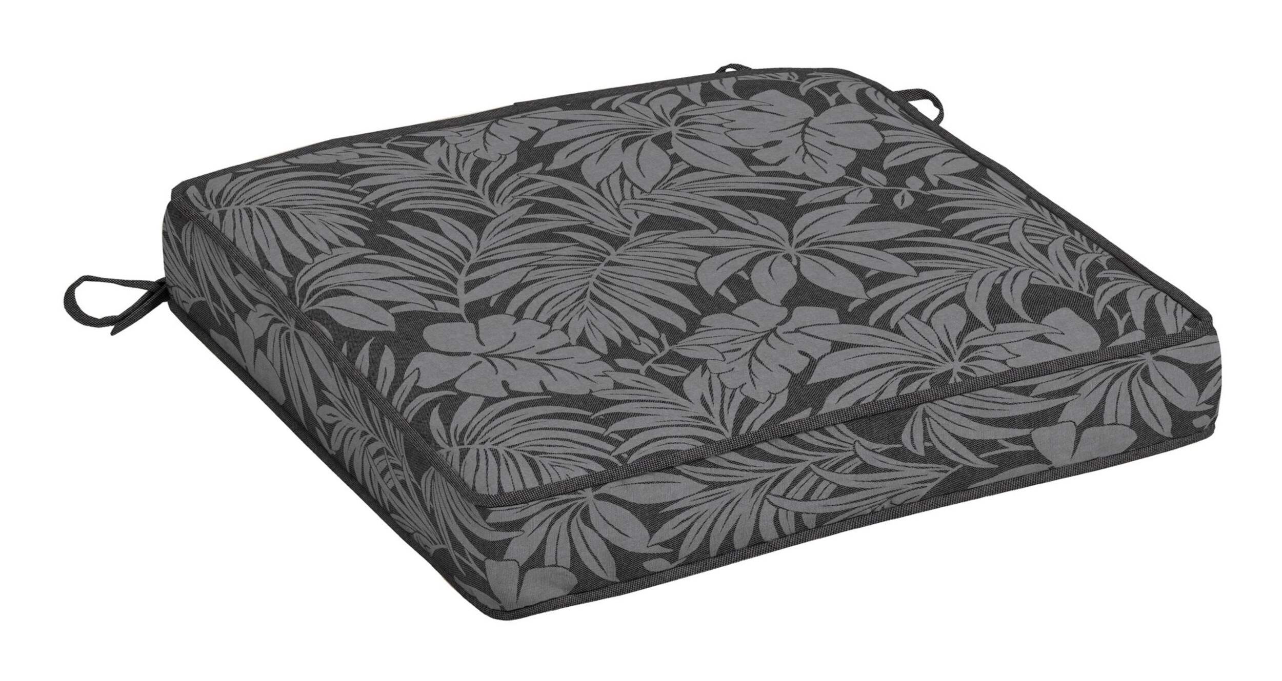 CANVAS Mirabel Patio UV, Water & Stain Resistant Chair & Seat Pad, Black & Grey Front_Angled_Right