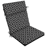 CANVAS Boho Patio Chair Cushion, UV, Water & Stain Resistant, Black Front_Three_Fourths_Angled_Right