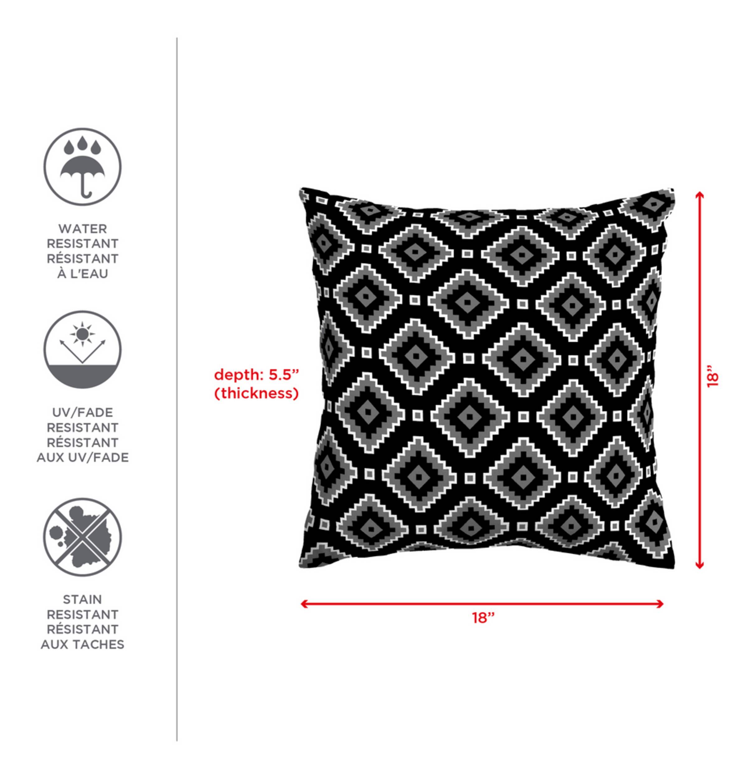 CANVAS Bo Ho Outdoor & Indoor Toss Cushion/Throw Pillow, 18in x 18in