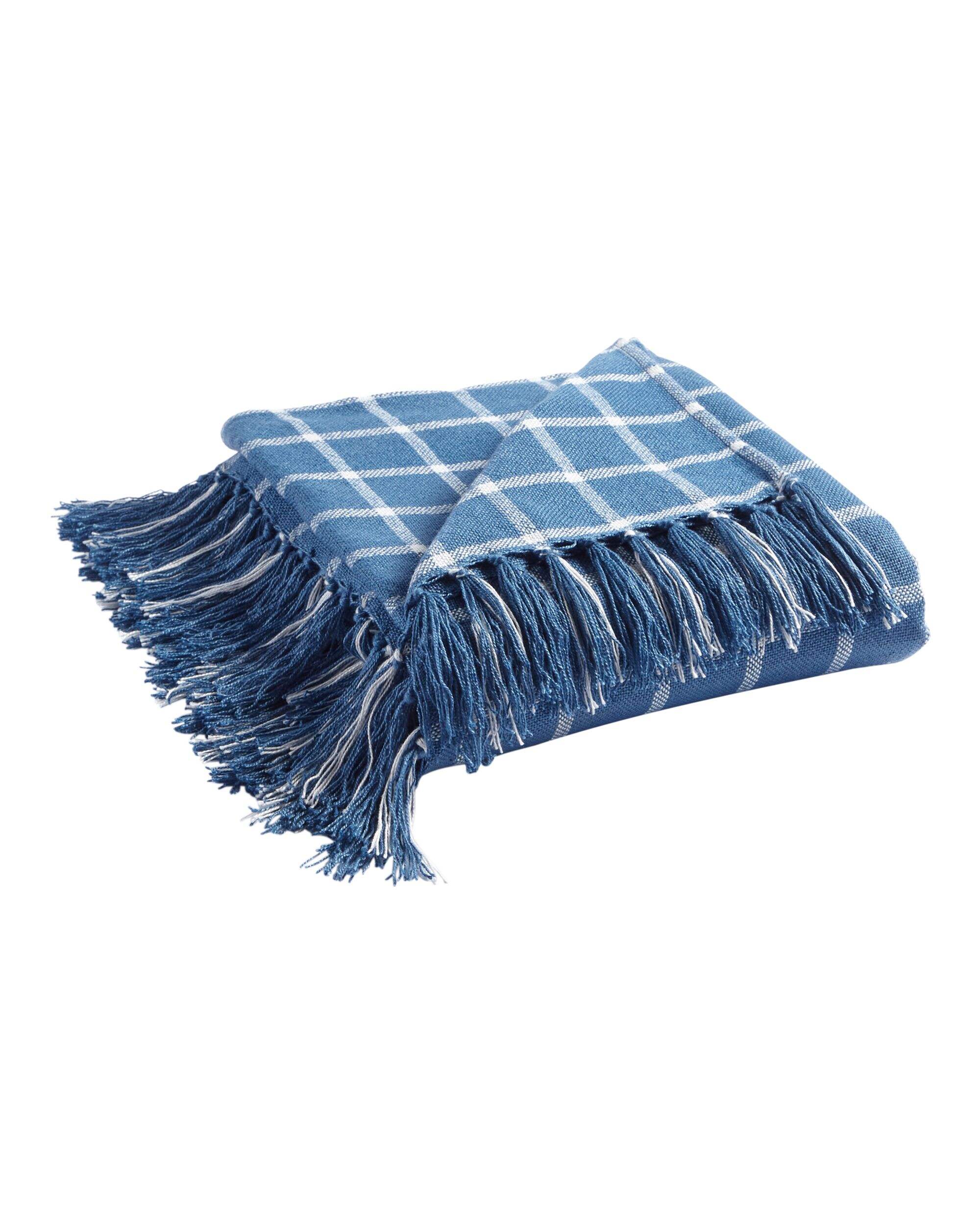 CANVAS Blue Striped Woven Throw, Lightweight, 50x60-in Front_Three_Fourths_Angled_Right