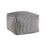 CANVAS Black Striped Pouf, Water/Stain/Fade-Resistant, 18x18x12-in Front_Three_Fourths_Angled_Right