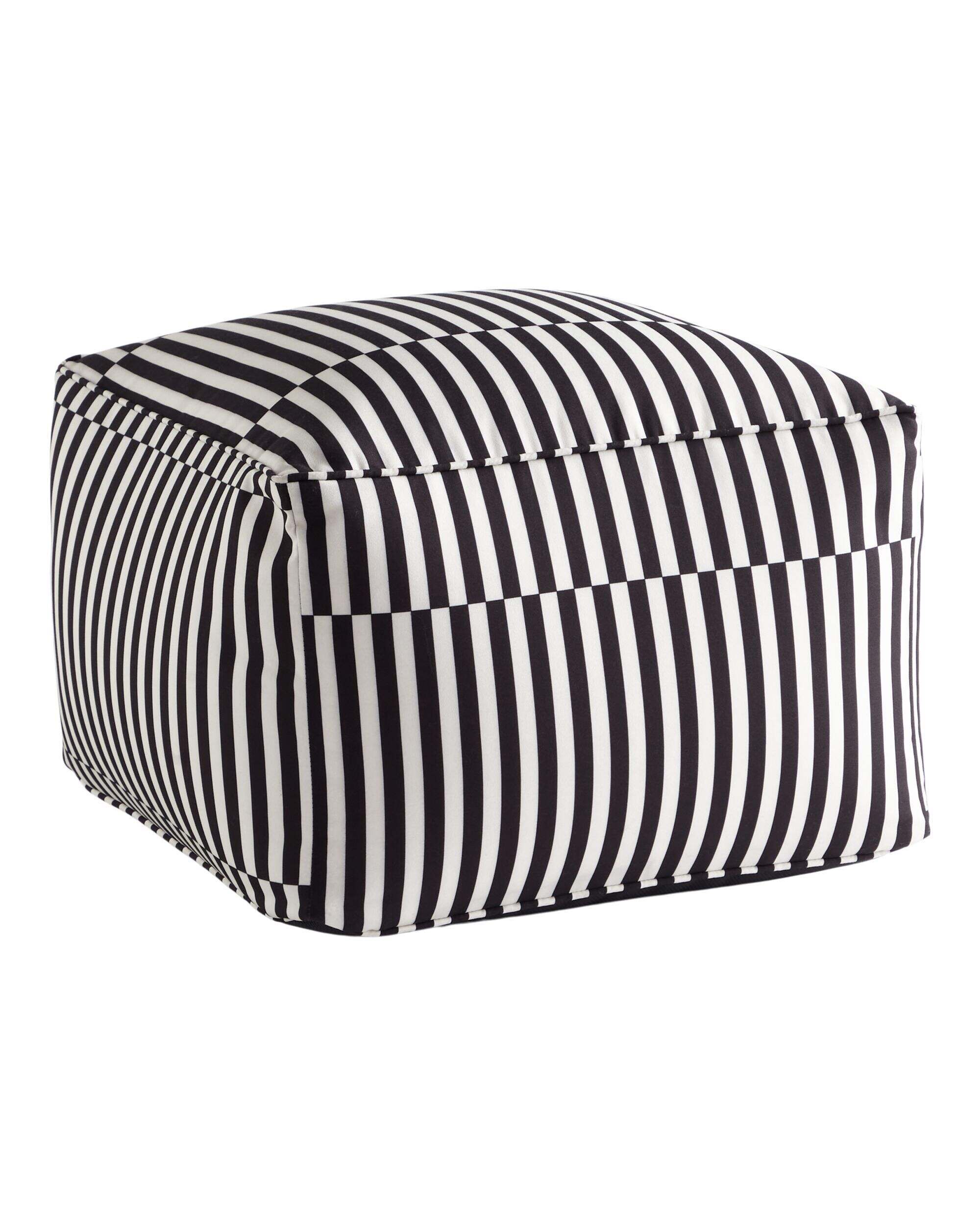 Pouf rayé noir CANVAS Front_Three_Fourths_Angled_Right