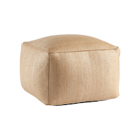 CANVAS Beige Jute Pouf, Water/Stain/Fade-Resistant, 18x18x12-in