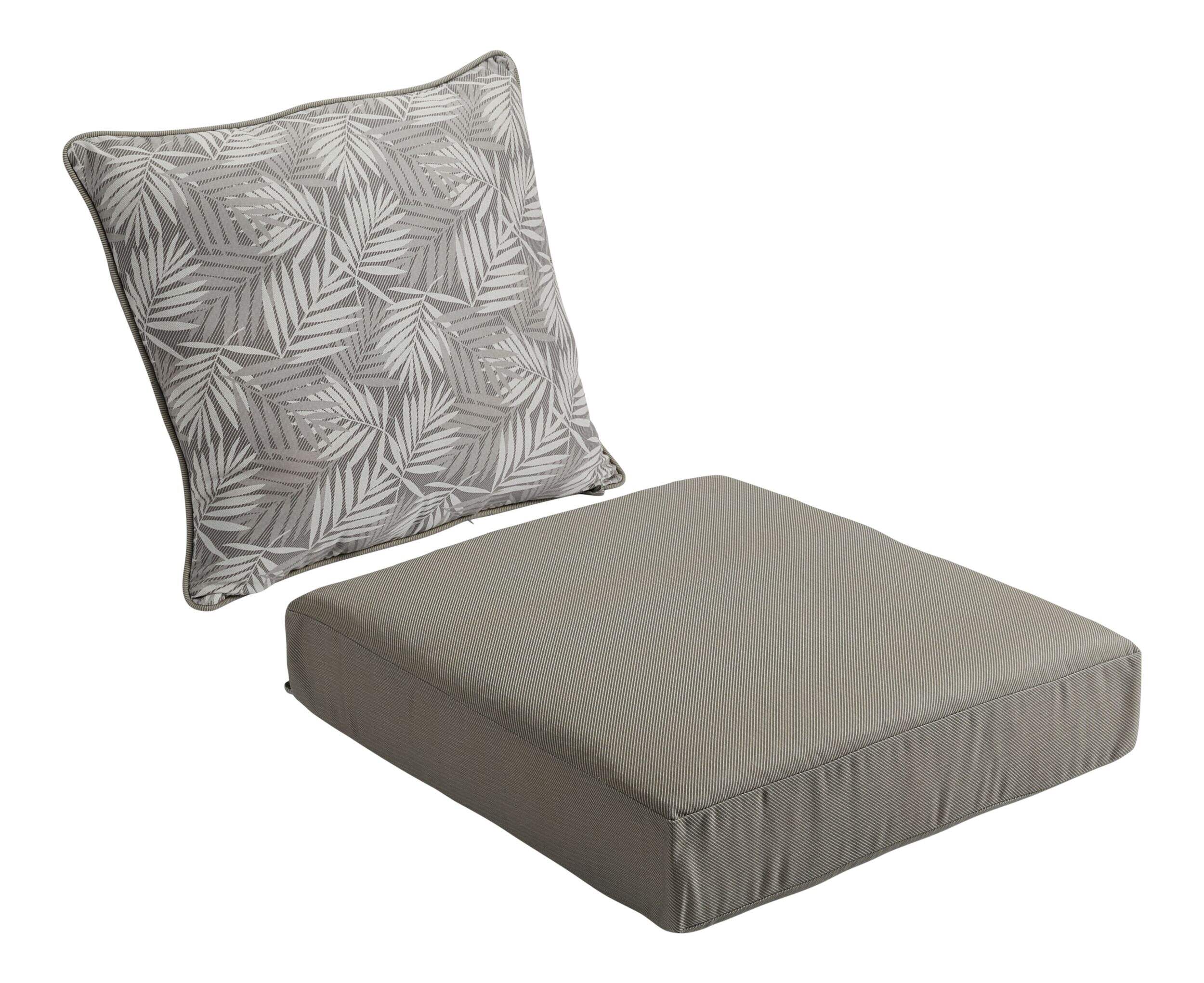CANVAS Helene Deep Seat Cushion, Water-Resistant, Fade-Resistant, Grey, 46-in Front_Three_Fourths_Angled_Right