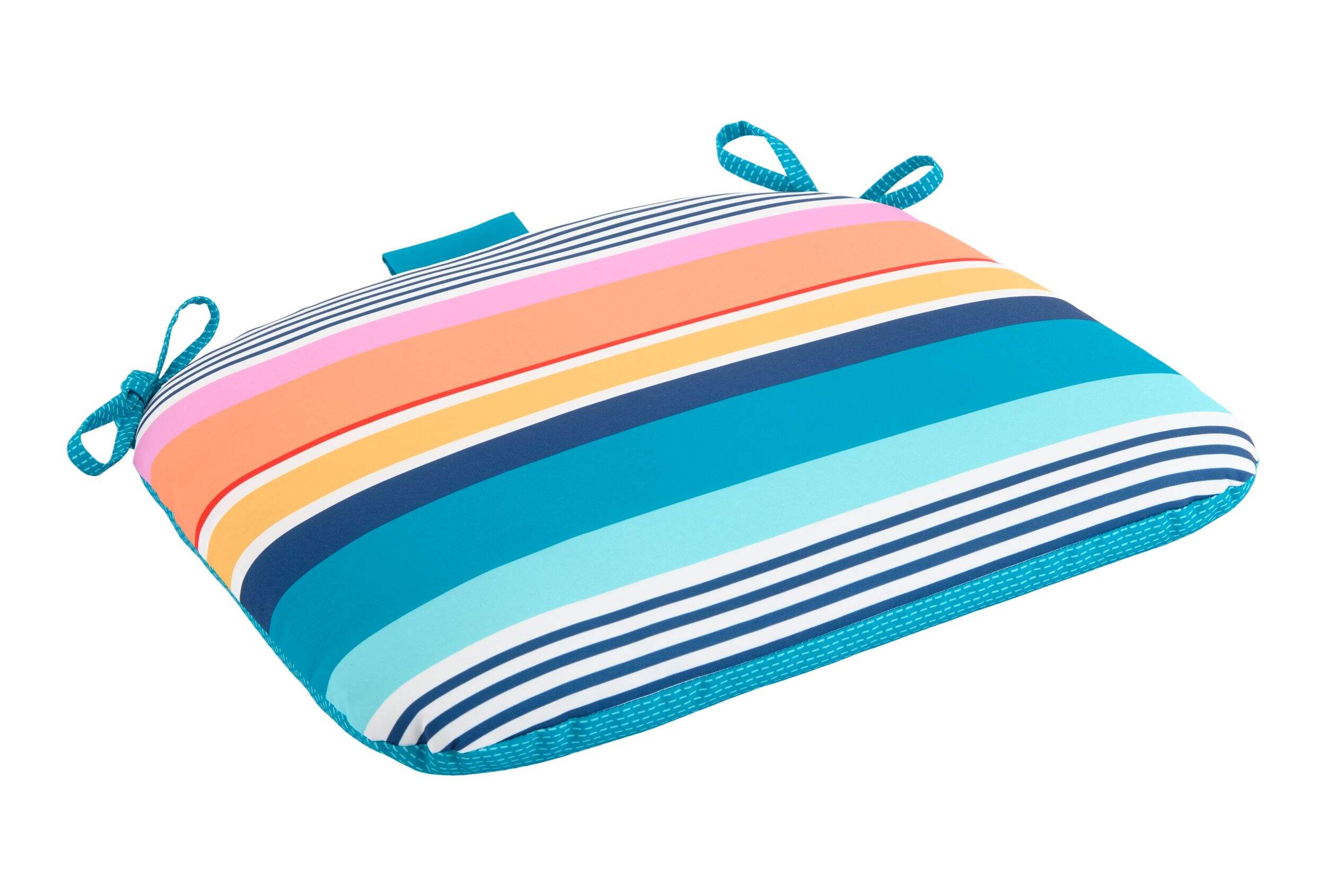 For Living Sunset Striped Seat Pad, Polyester, Multi-Coloured Front_Angled_Right